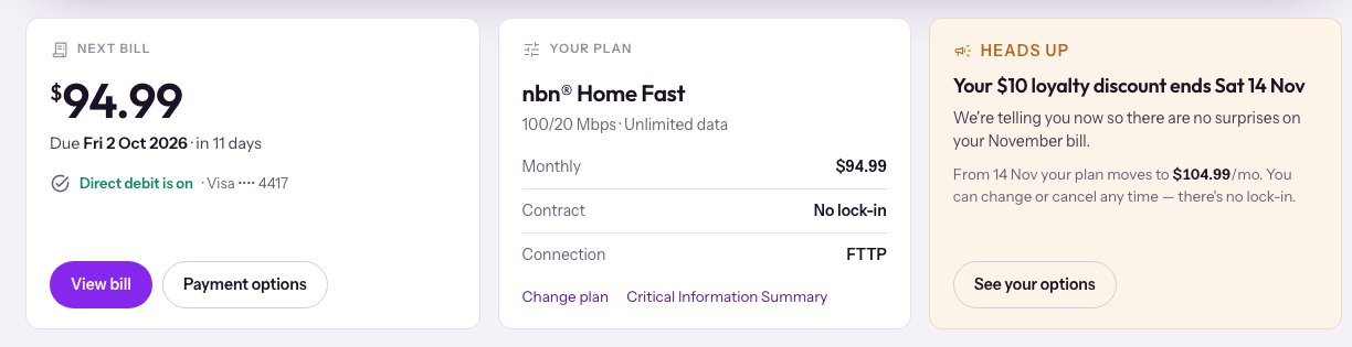 Next bill, current plan and a heads-up about a discount ending