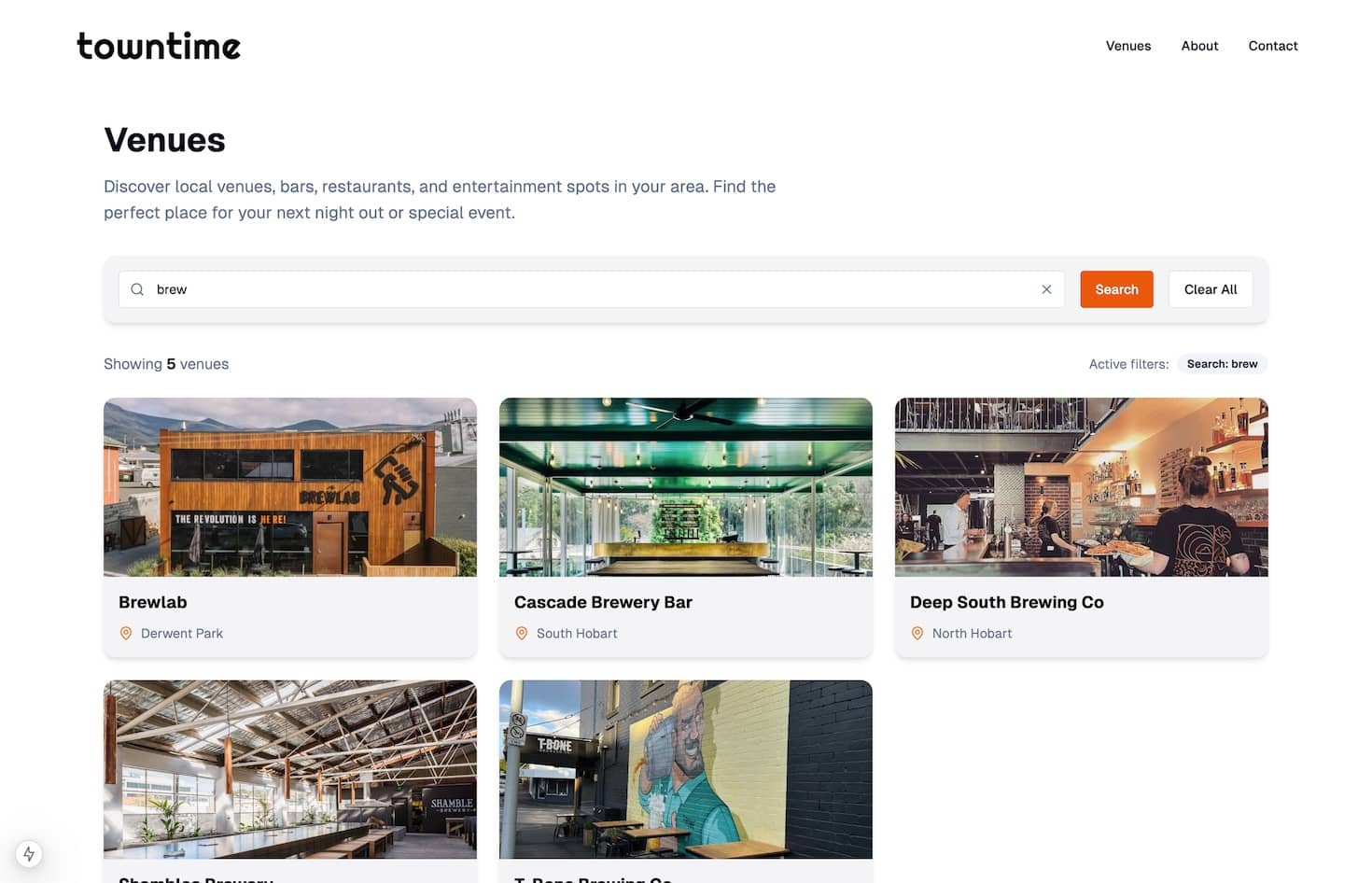 Towntime Venues Section